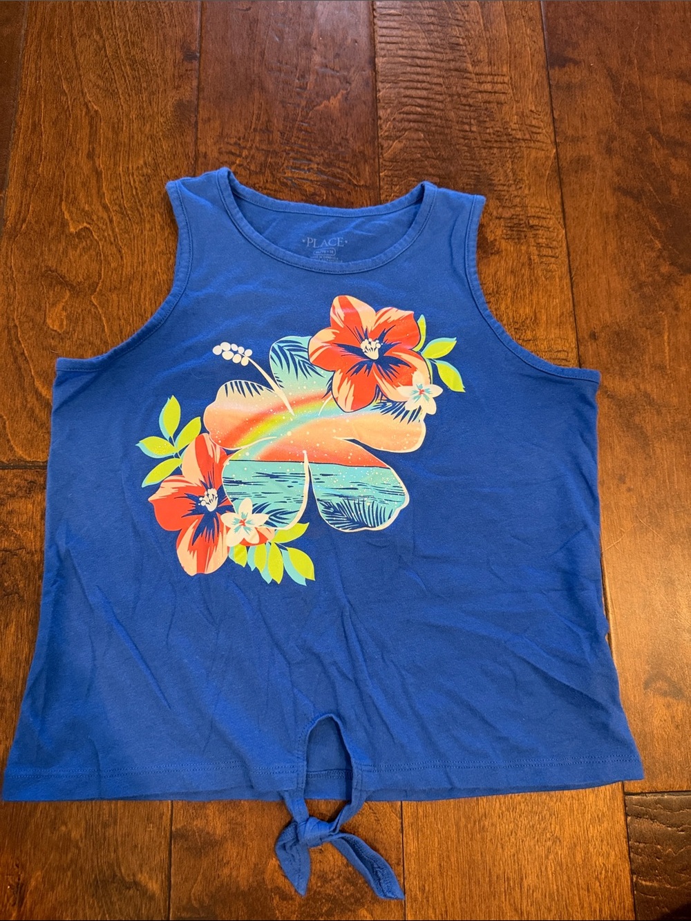 The Children's Place Royal Blue Tropical Floral Tie-Front Tank